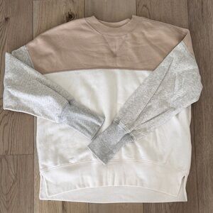 Abercrombie & Fitch Women's Colorblock Sweatshirt - Cream, Tan, Gray